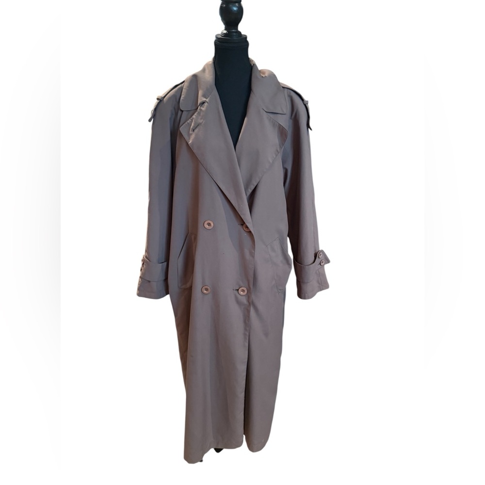 Vintage Oversized Taupe Trench Coat Longline Double Breasted Classic Normcore
